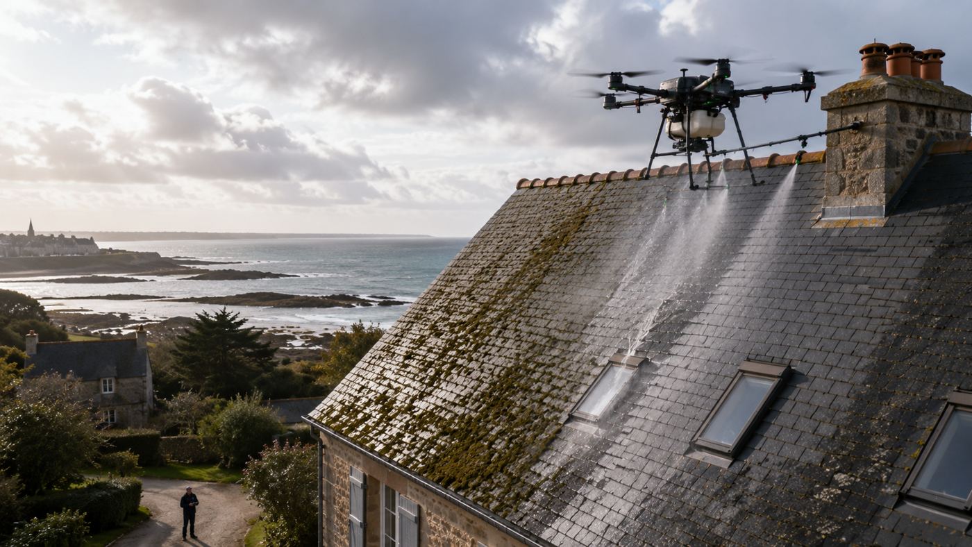 Démoussage toiture Saint-Malo : Protégez votre bien avec ALR Drones V2