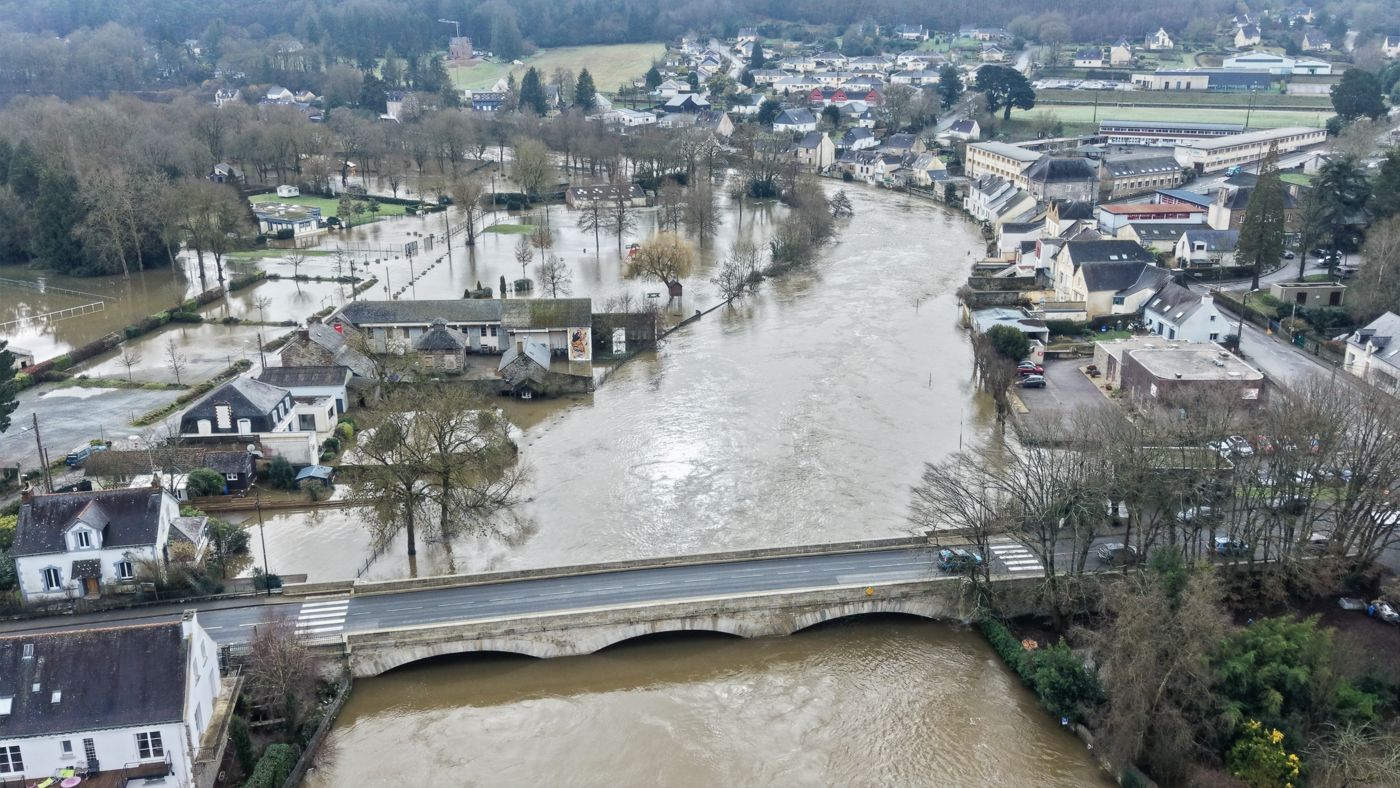 Crues à Malestroit : des images drone ALR Drones diffusées par ICI Armorique